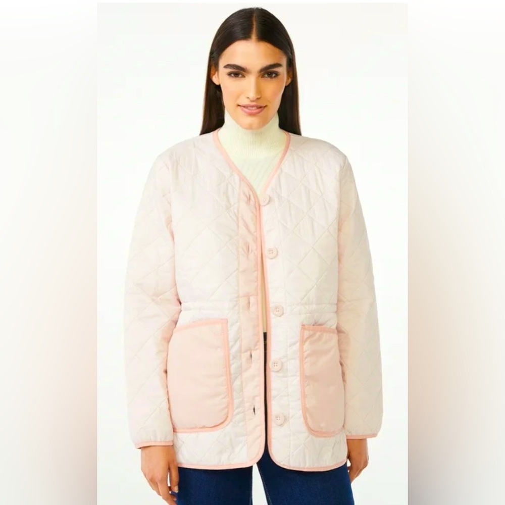 Free Assembly Women's Quilted Cinched Waist Liner Jacket